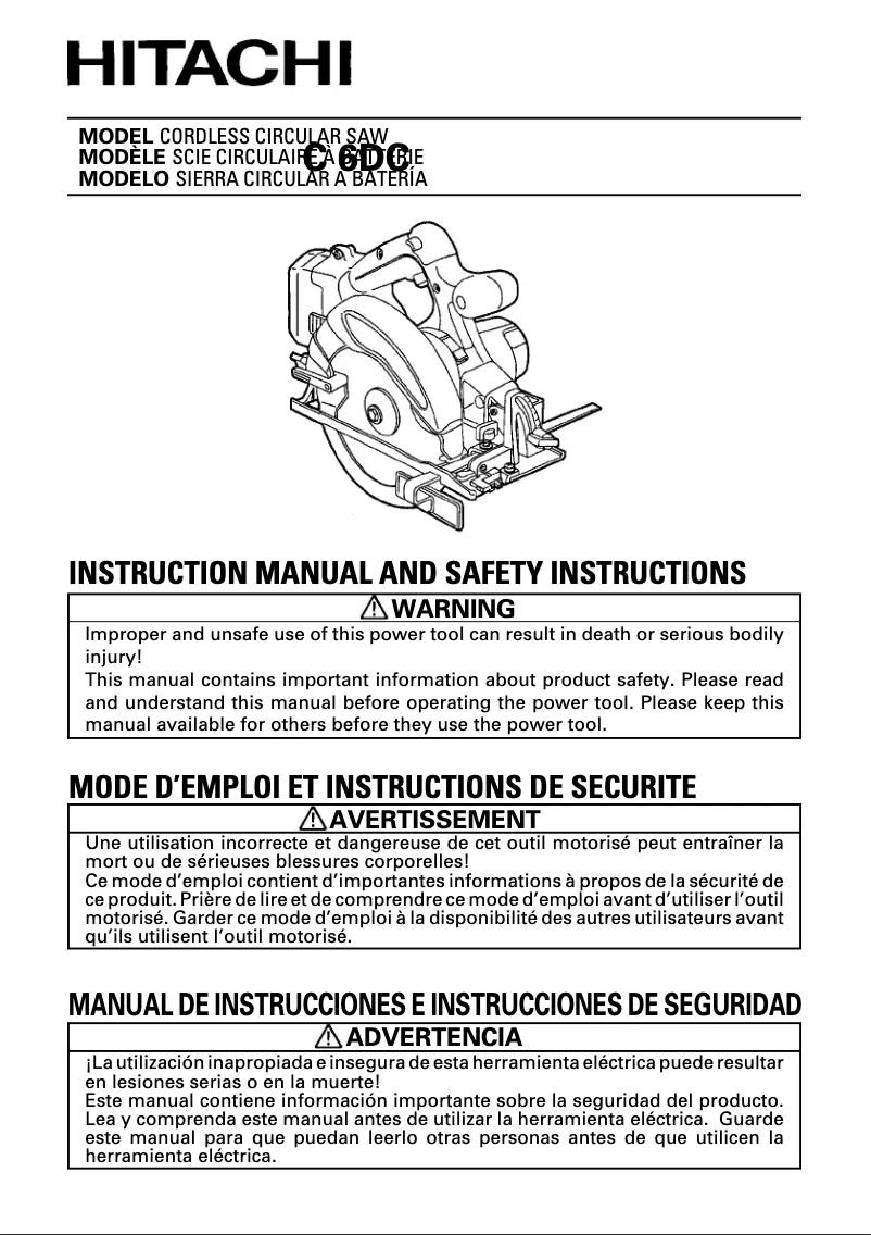 Page 1 de la notice Manuel utilisateur Hitachi C 6DC