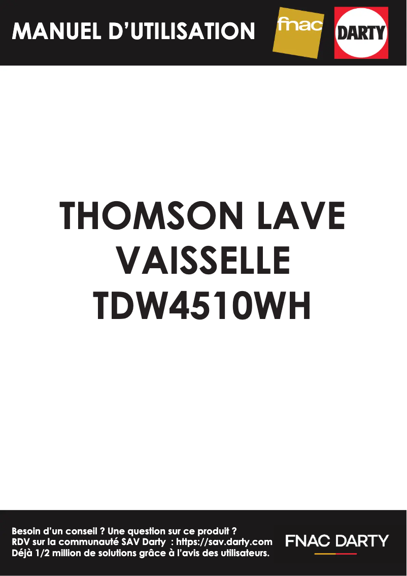 Image de la première page du manuel de l'appareil TDW4510WH