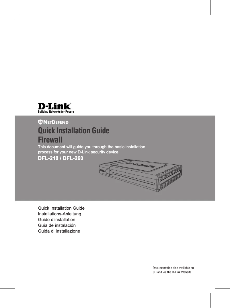Page n°1 - Guide d'installation D-Link DFL-210