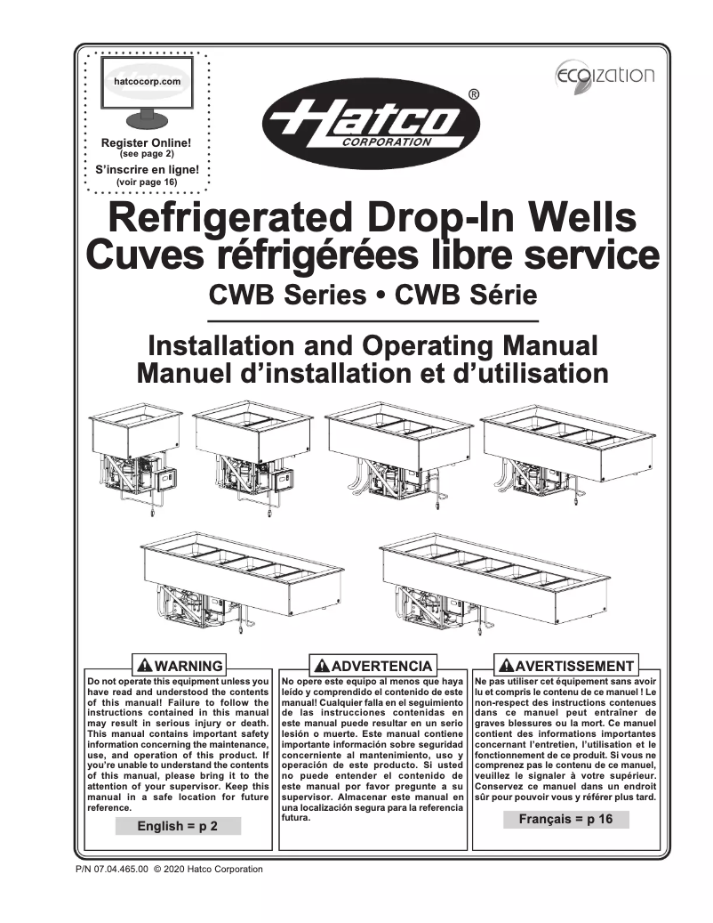 Page n°1 - Manuel utilisateur Hatco CWB-5