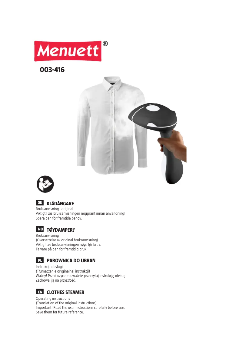 Página 1 del manual Manual de usuario Menuett 003-416