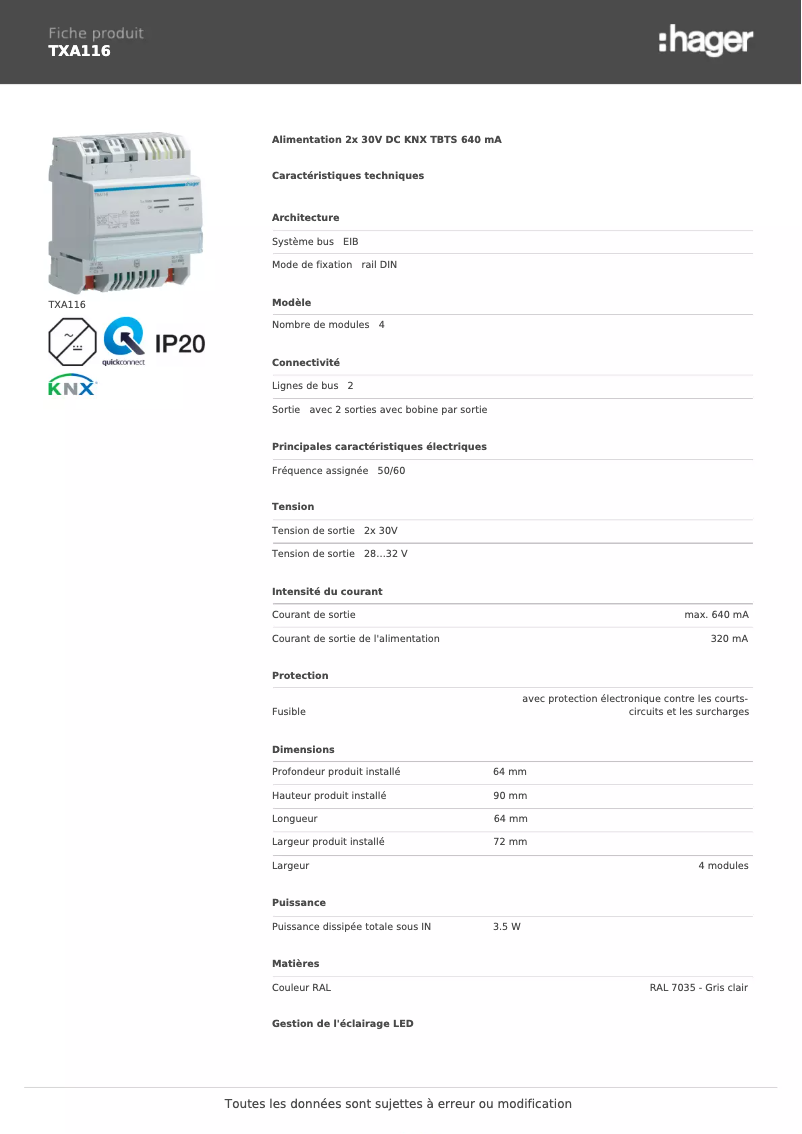 Image de la première page du manuel de l'appareil TXA116