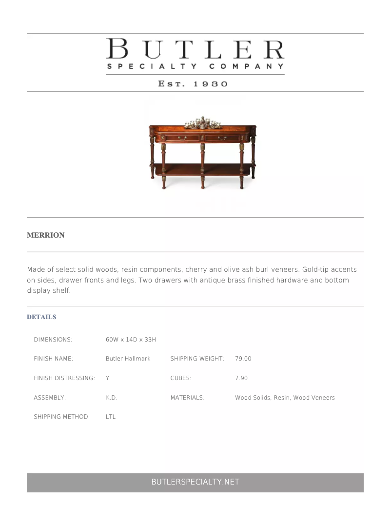 Page n°1 - Manuel utilisateur Butler Merrion 0872030