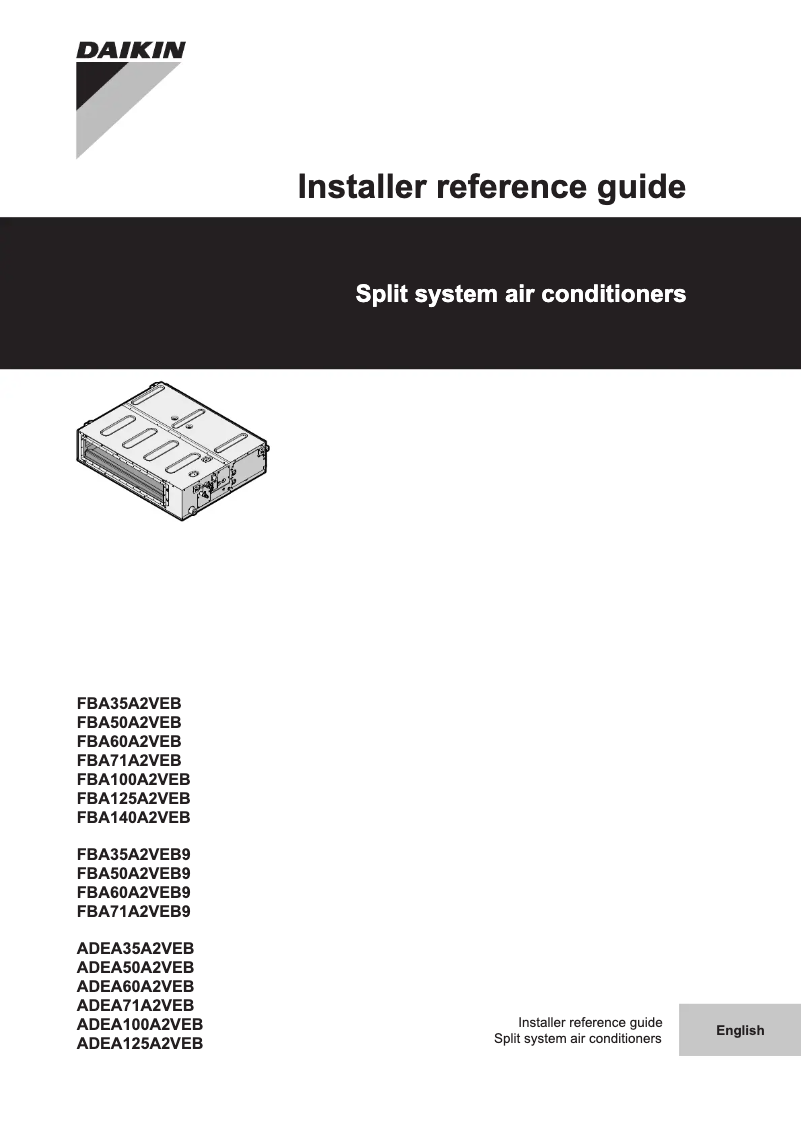 Page 1 de la notice Guide d'installation Daikin ADEA125A2VEB