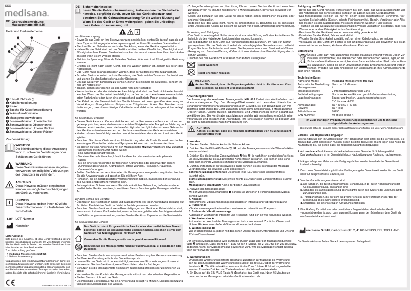 Página 1 del manual Manual de usuario Medisana MM 825