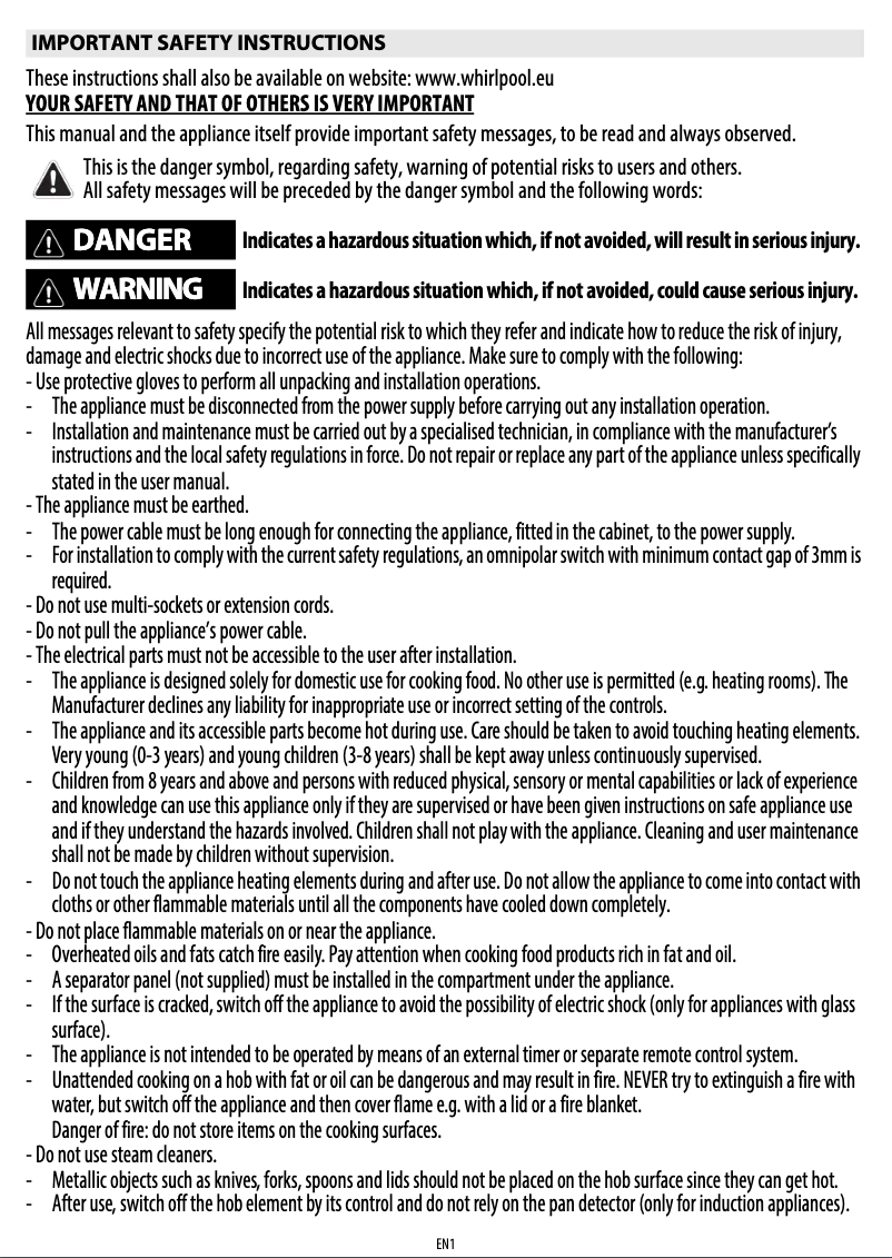 Page 1 de la notice Mode d'emploi Whirlpool ACM 712/IX