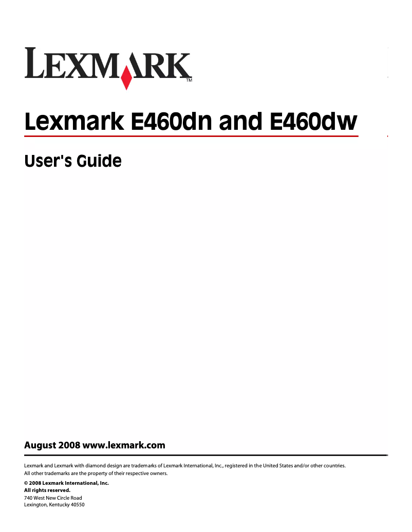 Page 1 de la notice Manuel utilisateur Lexmark E460dw
