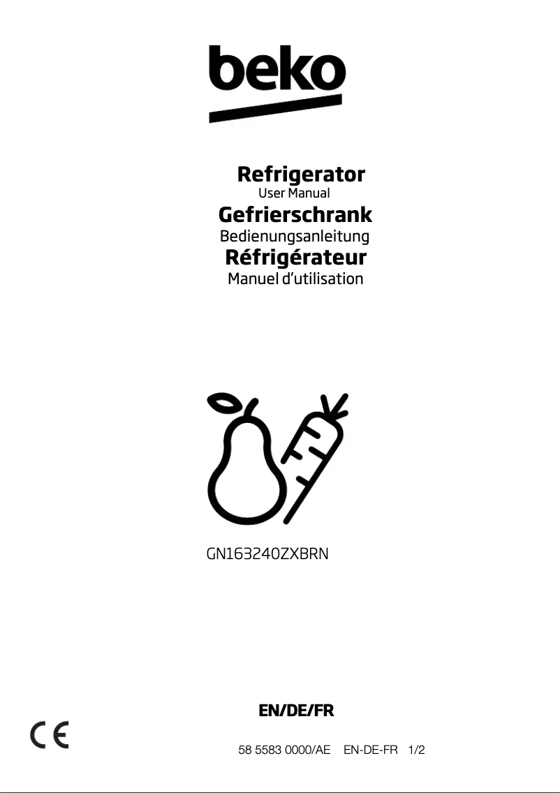 Page n°1 - Manuel utilisateur Beko GN163240ZXBRN