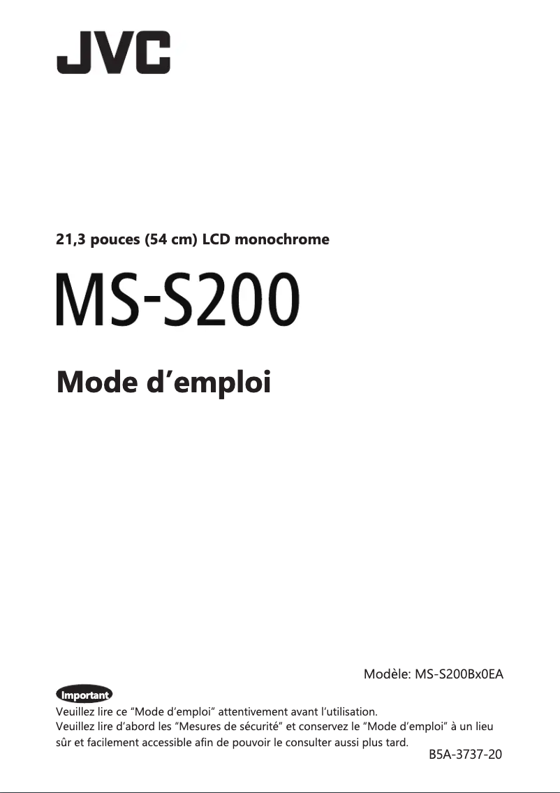 Page n°1 - Manuel utilisateur JVC MS-S200