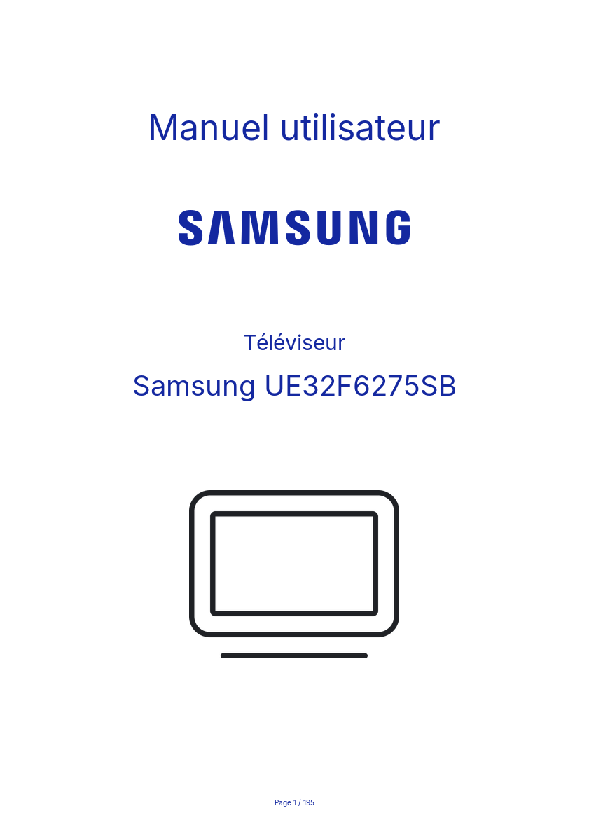 Page n°1 - Manuel utilisateur Samsung UE32F6275SB