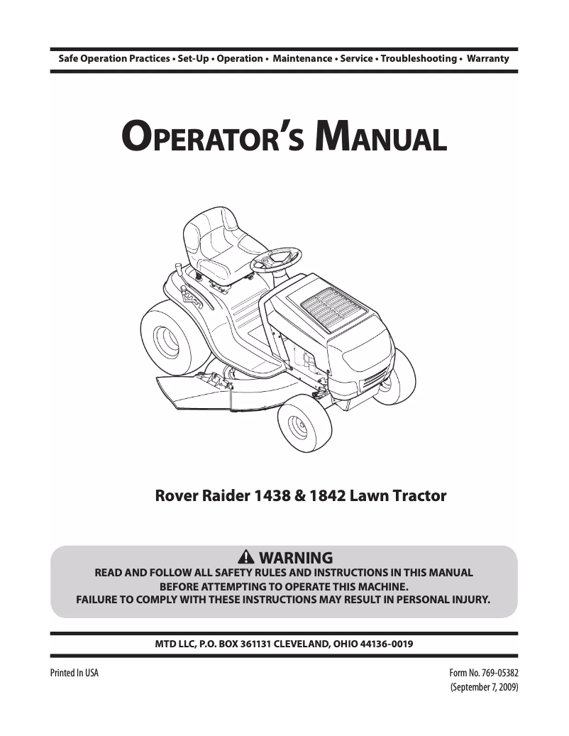 Page 1 de la notice Manuel utilisateur Rover Raider 15/38