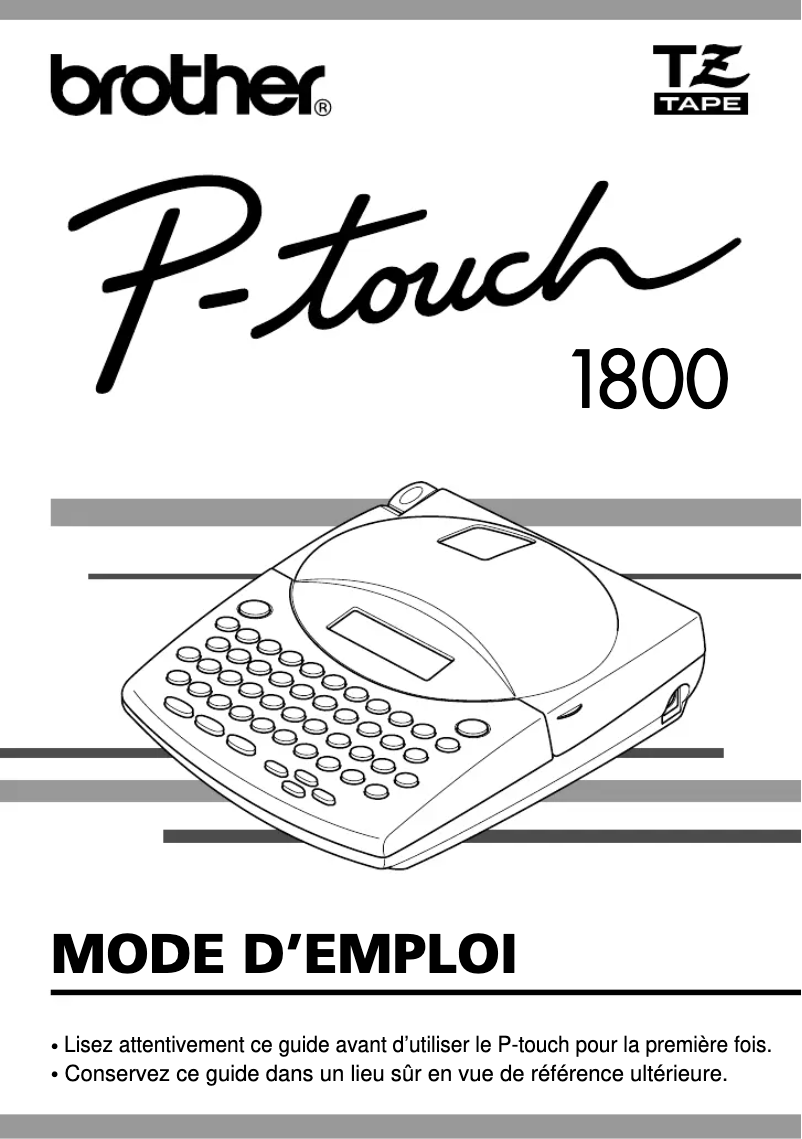 Page n°1 - Manuel utilisateur Brother P-touch PT-1800