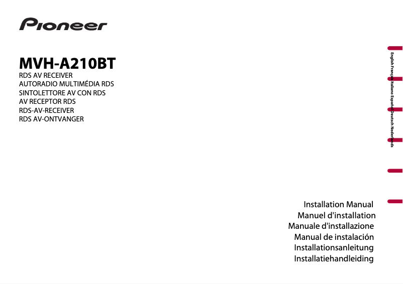 Image de la première page du manuel de l'appareil MVH-A210BT