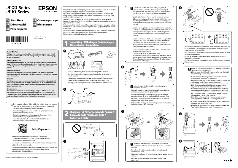 Image de la première page du manuel de l'appareil EcoTank L3110