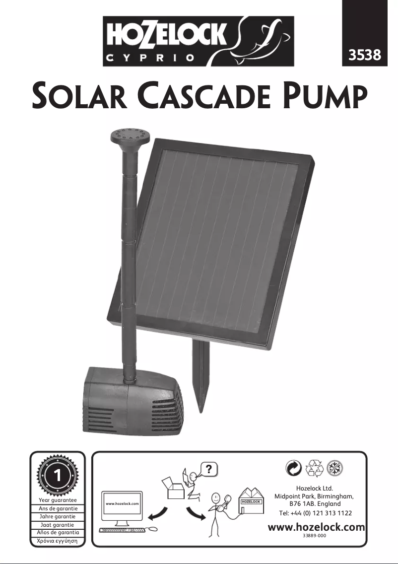 Image de la première page du manuel de l'appareil Solar Cascade Pump 3538