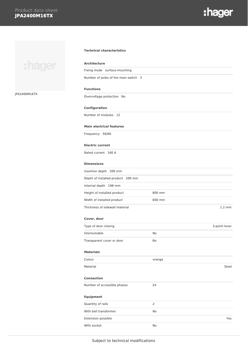 Image de la première page du manuel de l'appareil JPA2400M16TX