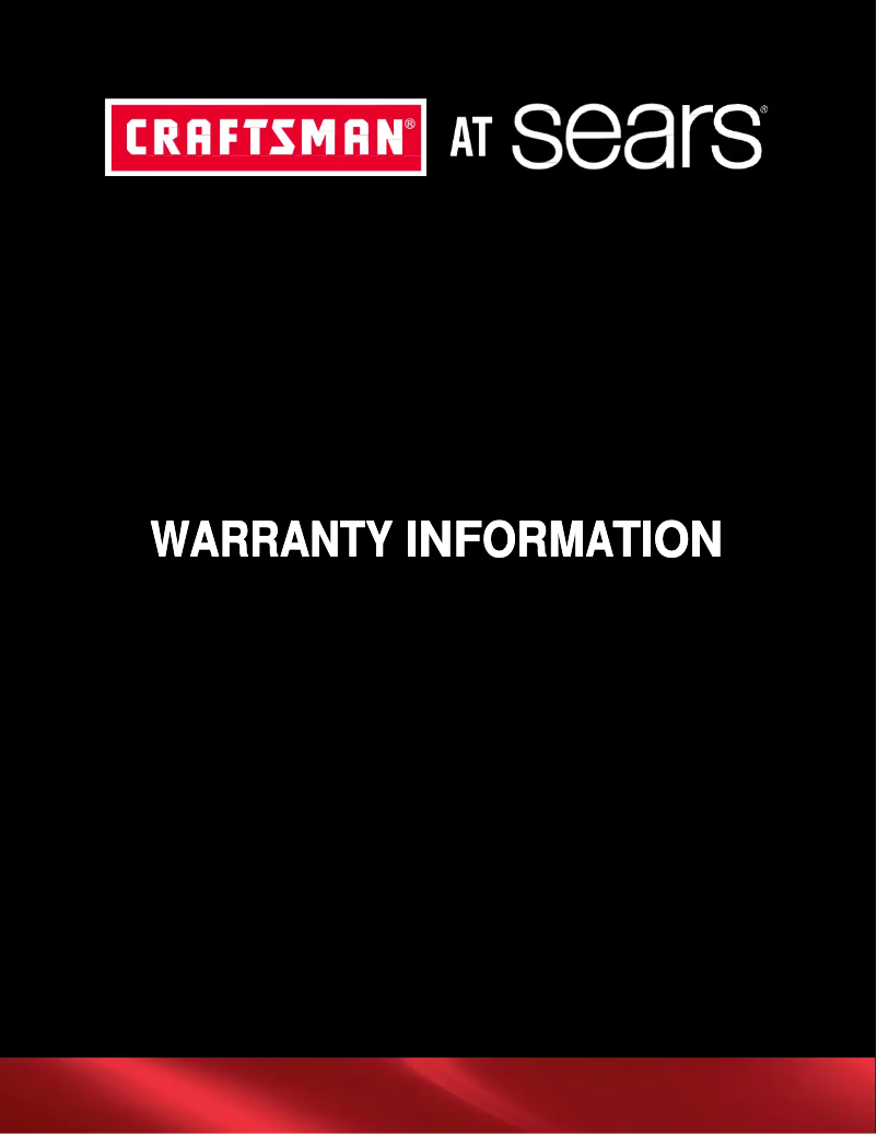 Page n°1 - Informations de garantie Craftsman 57963