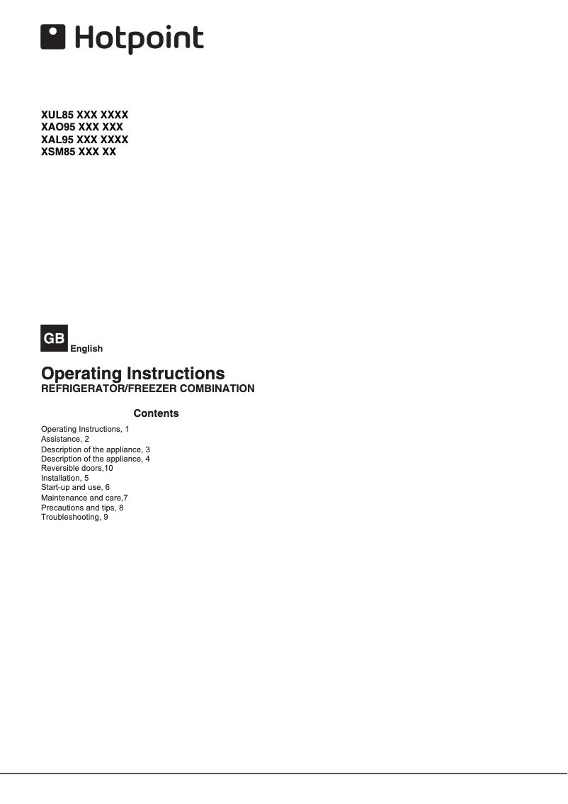 Page 1 de la notice Manuel utilisateur Hotpoint XJL95 T2U WOH