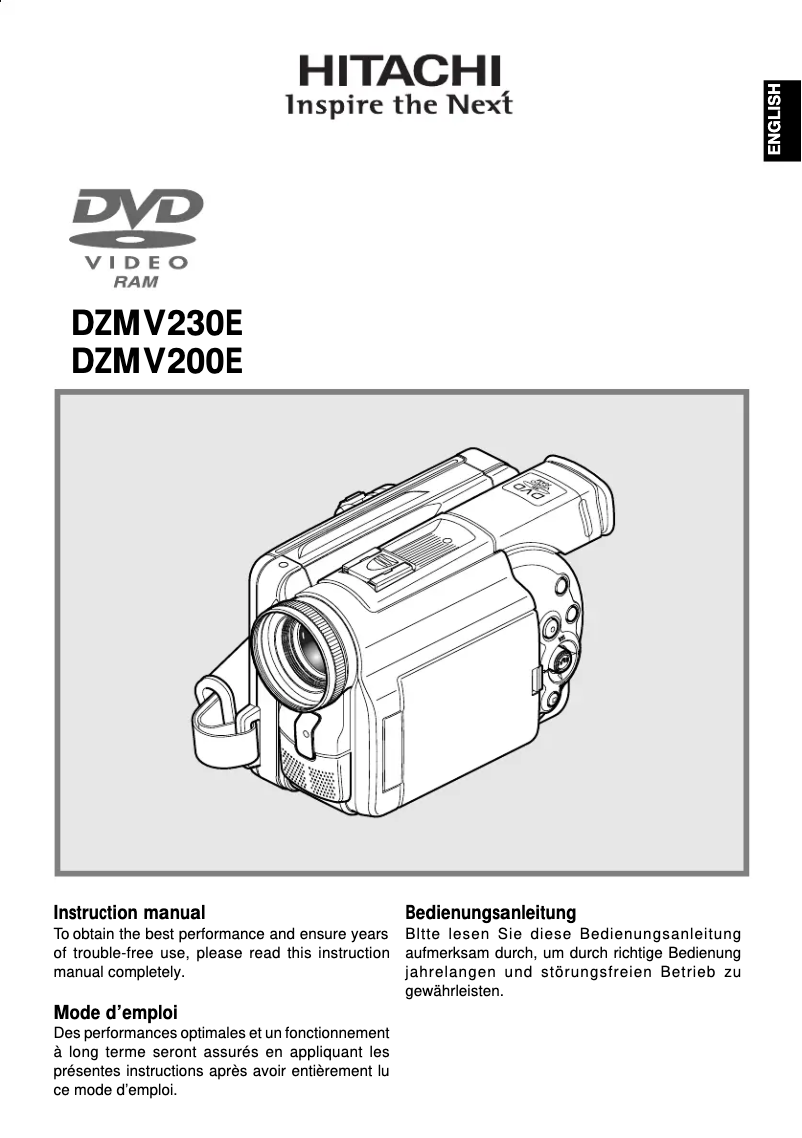 Image de la première page du manuel de l'appareil DZ-MV200E