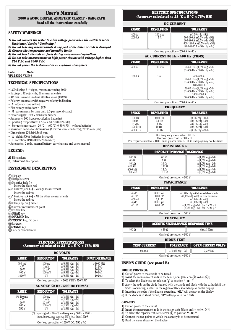Image de la première page du manuel de l'appareil VE 2608