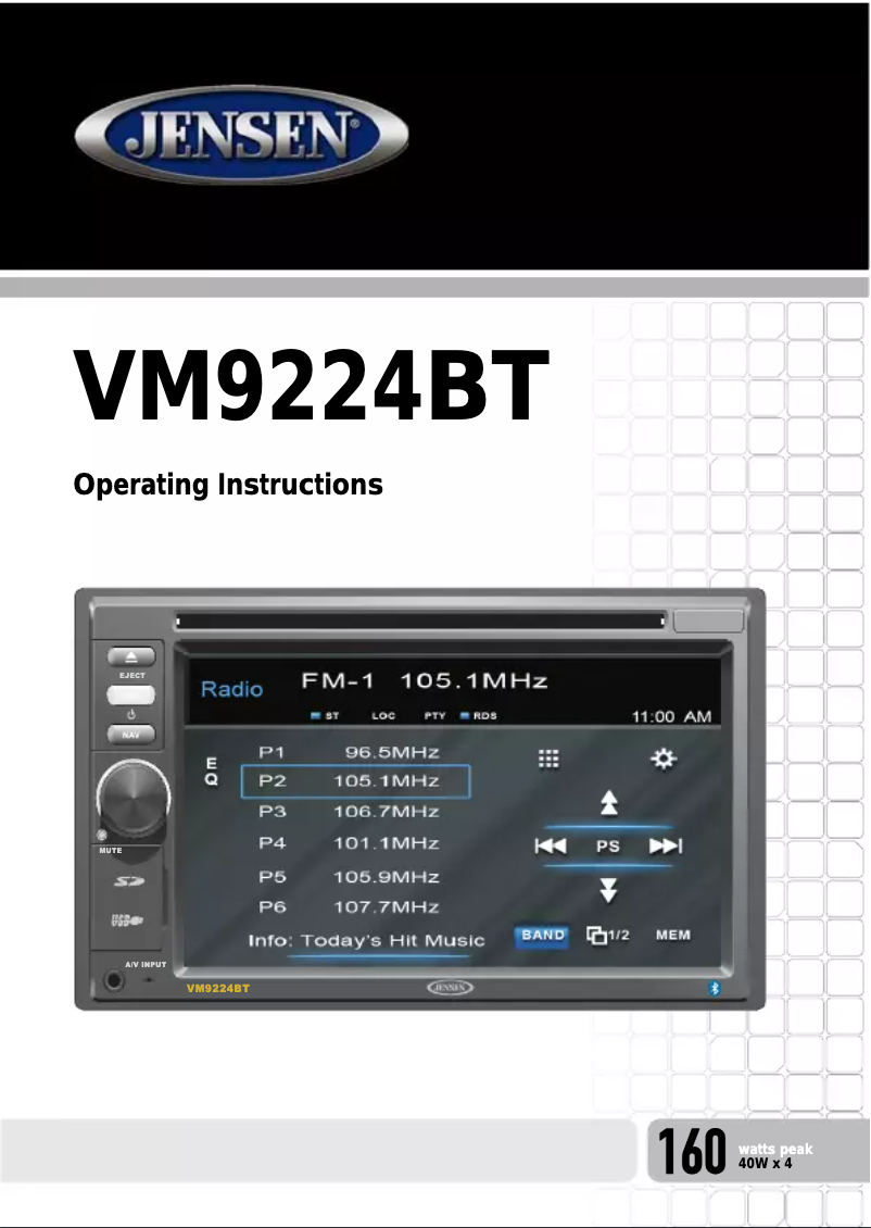 Image de la première page du manuel de l'appareil VM9224BT