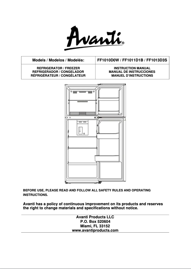 Image de la première page du manuel de l'appareil FF1013D3S