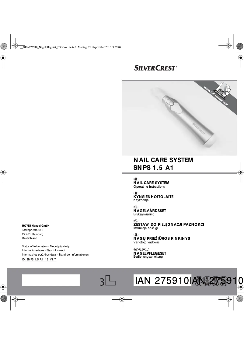 Page n°1 - Manuel utilisateur SilverCrest SNPS 1.5 A1