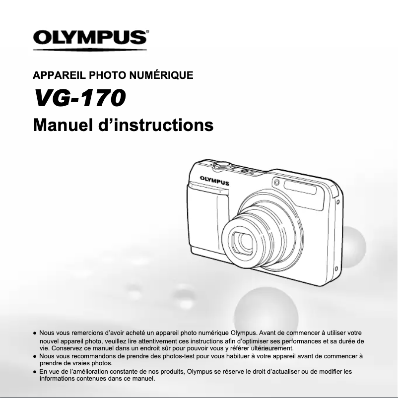 Page n°1 - Manuel utilisateur Olympus VG-170