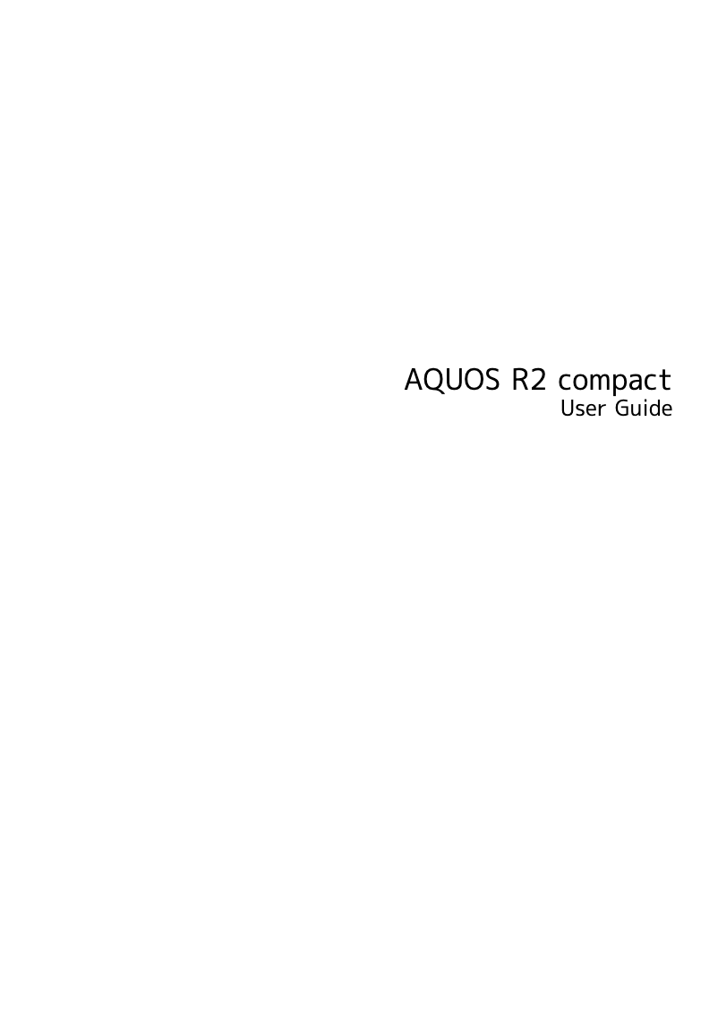 Page n°1 - Manuel utilisateur Sharp Aquos R2 Compact