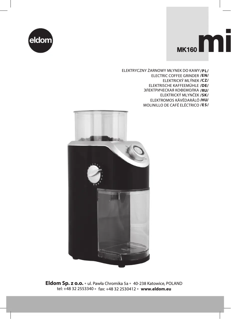 Page 1 de la notice Manuel utilisateur Eldom MILL MK160