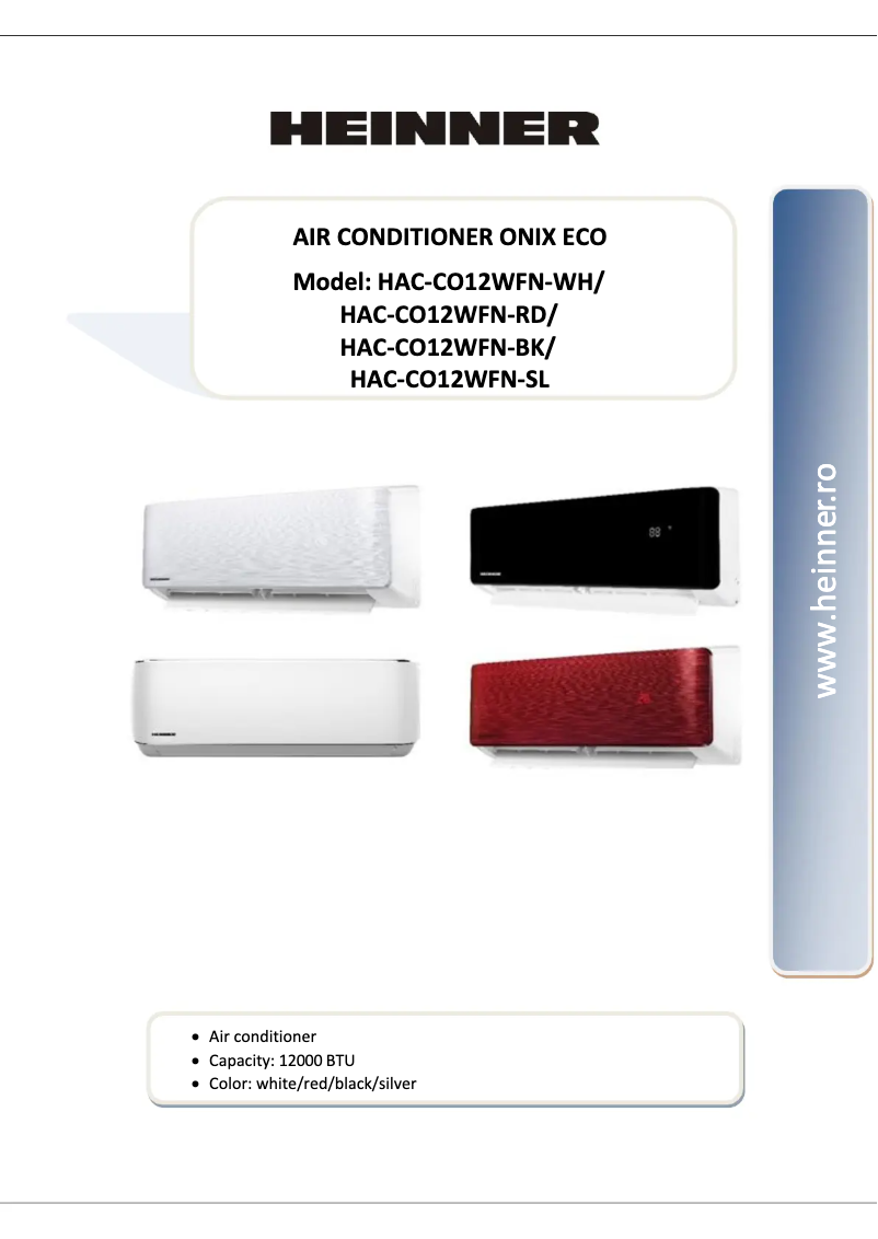 Page n°1 - Manuel utilisateur Heinner HAC-CO12WFN-SL