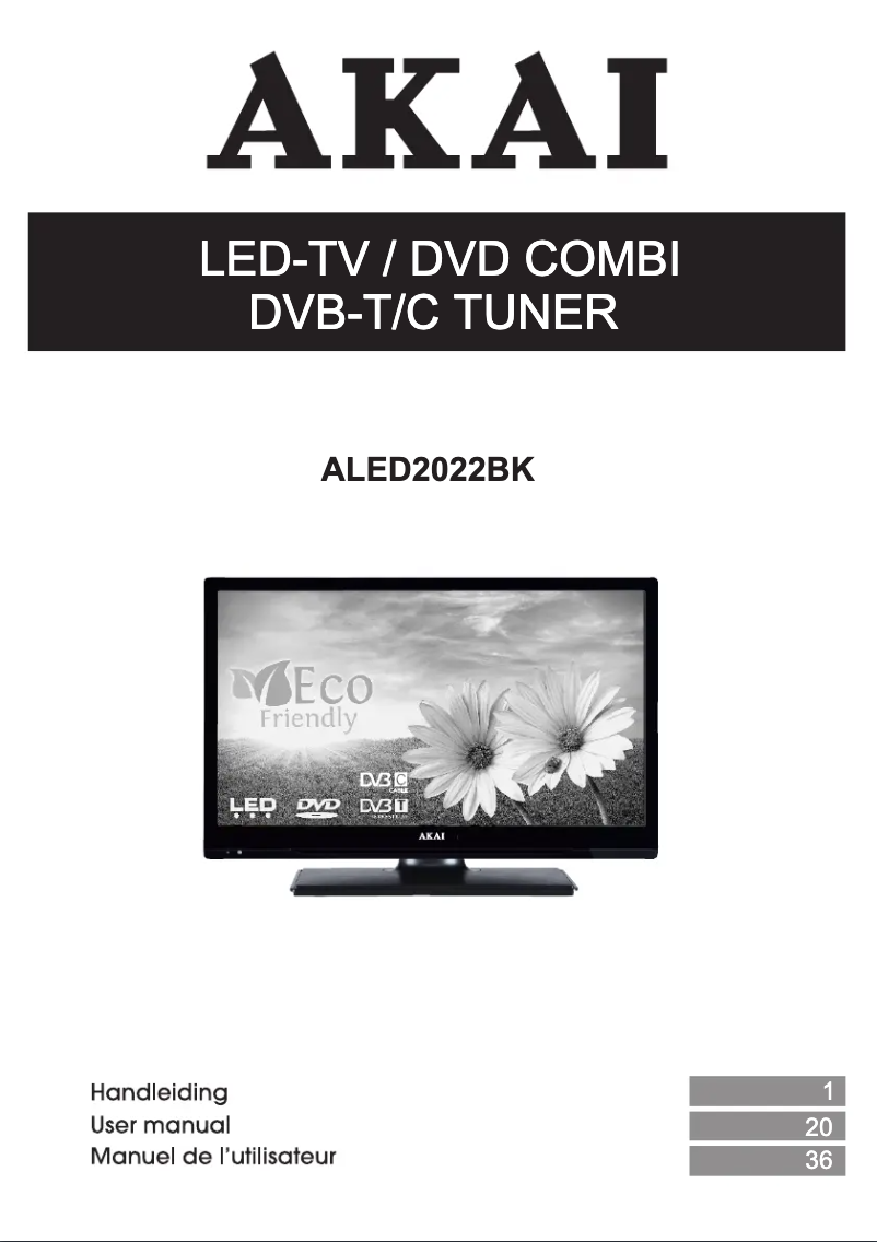 Page 1 de la notice Manuel utilisateur AKAI ALED2022BK