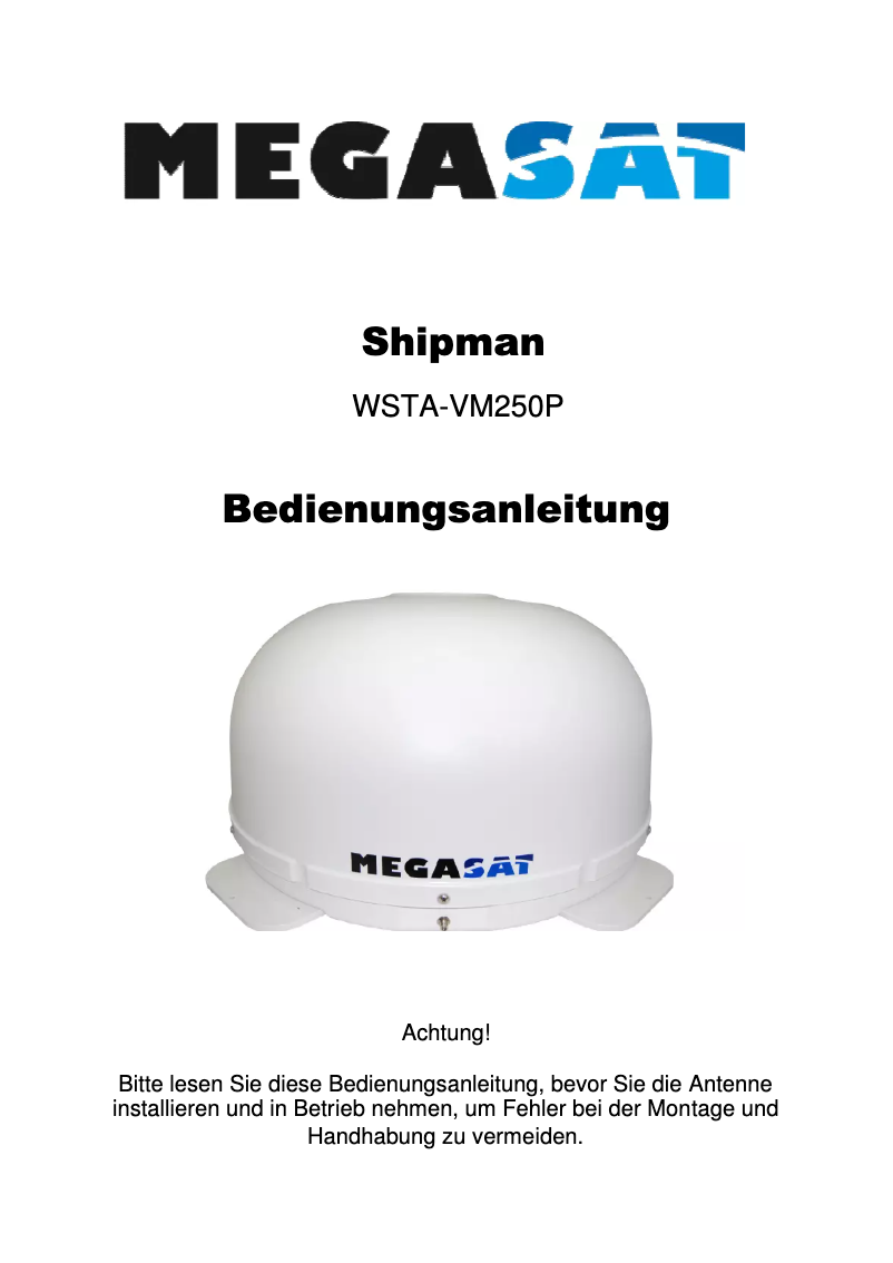 Image de la première page du manuel de l'appareil Shipman WSTA-VM250P