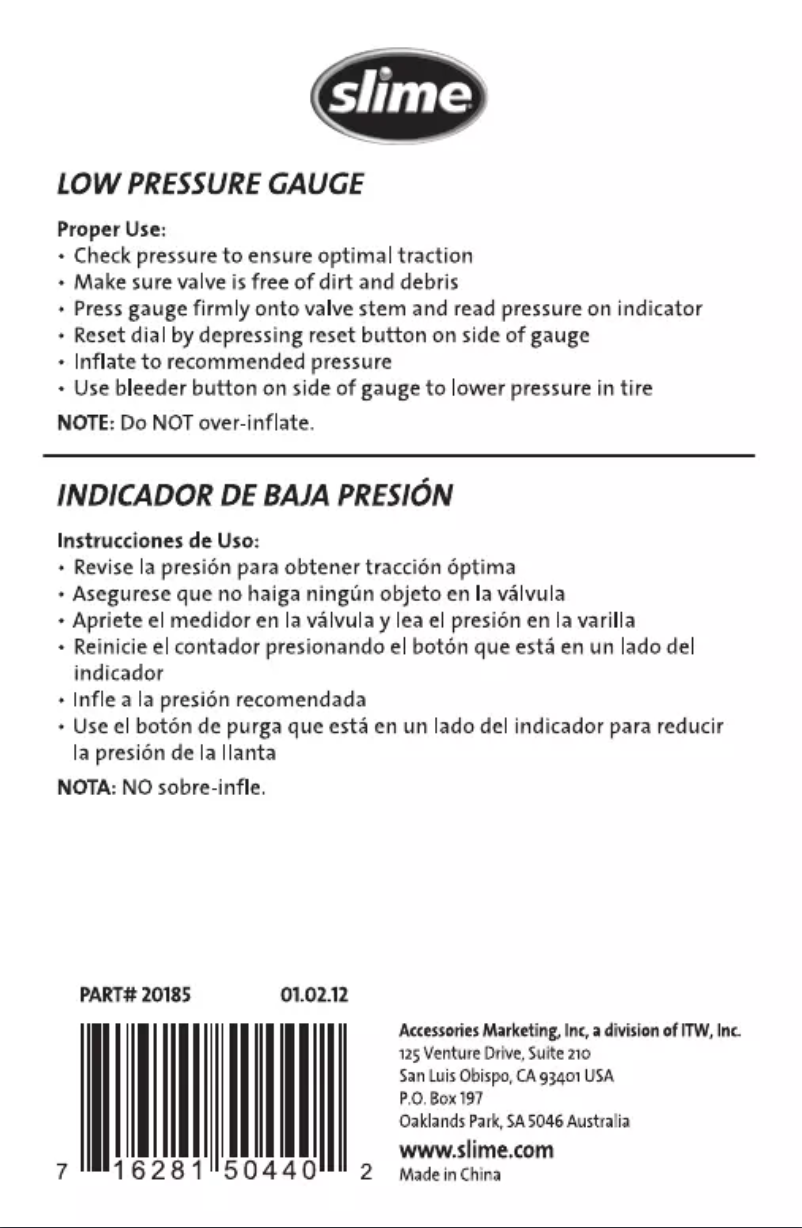 Image de la première page du manuel de l'appareil 20185