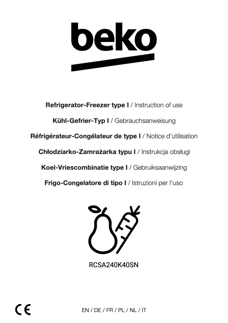 Page 1 de la notice Manuel utilisateur Beko RCSA240K40SN