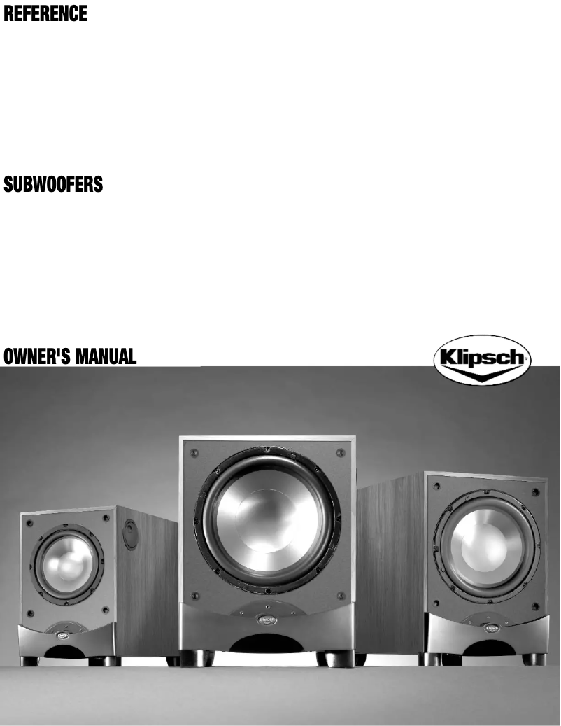 Page 1 de la notice Manuel utilisateur Klipsch Reference Sub