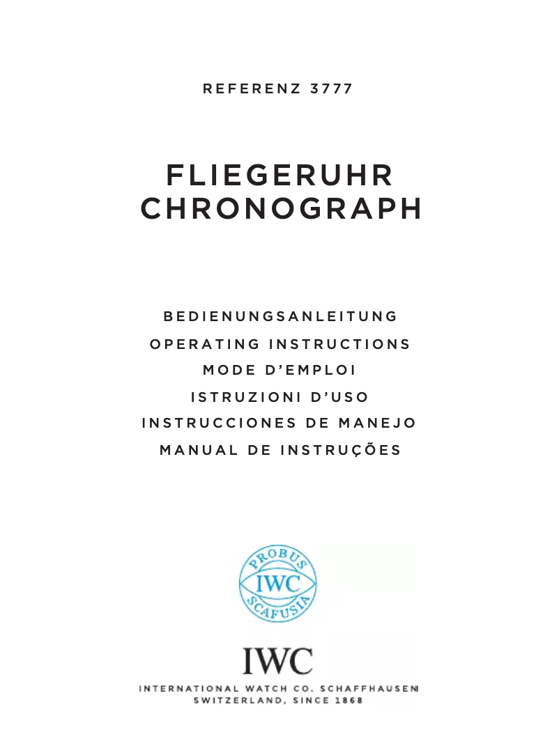 Image de la première page du manuel de l'appareil Pilot Chronograph 3777