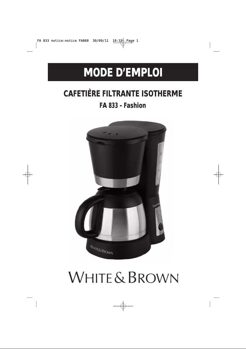 Image de la première page du manuel de l'appareil FA 833