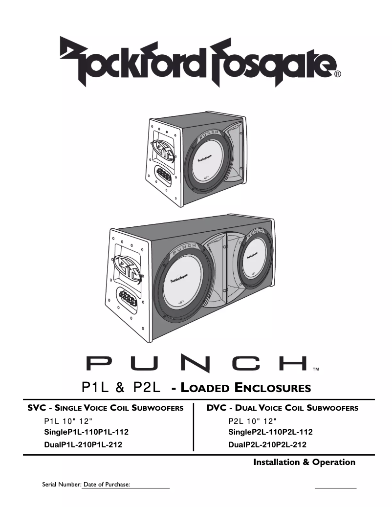 Page n°1 - Manuel utilisateur Rockford Fosgate Punch P1L-210