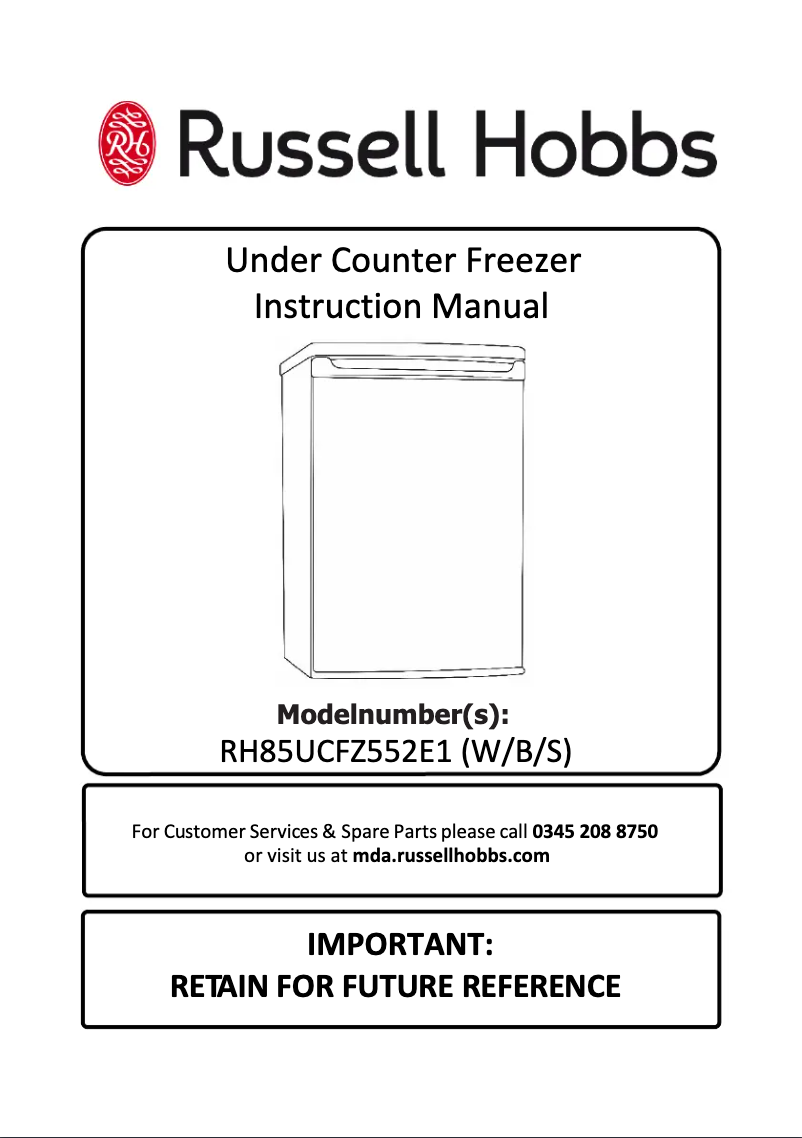 Page 1 de la notice Manuel utilisateur Russell Hobbs RH85UCFZ552E1