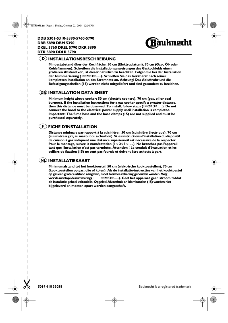 Page 1 de la notice Manuel utilisateur Bauknecht DBM 5390 IN