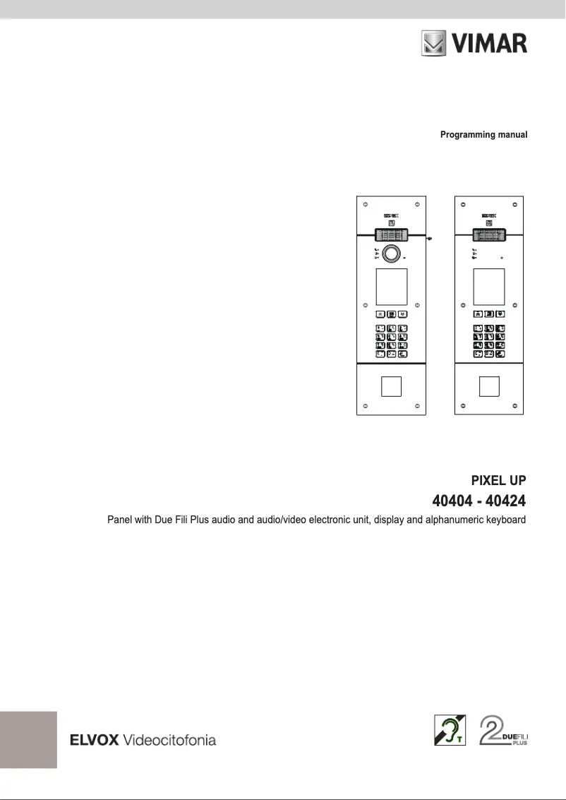 Page n°1 - Manuel utilisateur Vimar ELVOX 40424