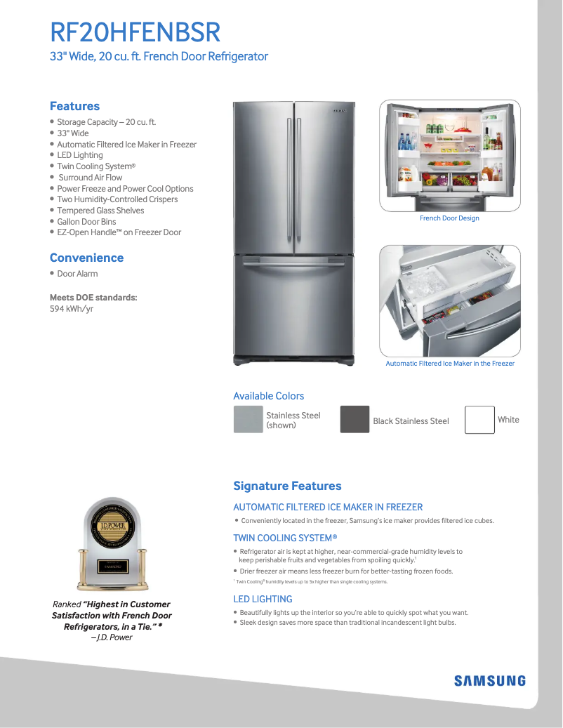Image de la première page du manuel de l'appareil RF20HFENBWW