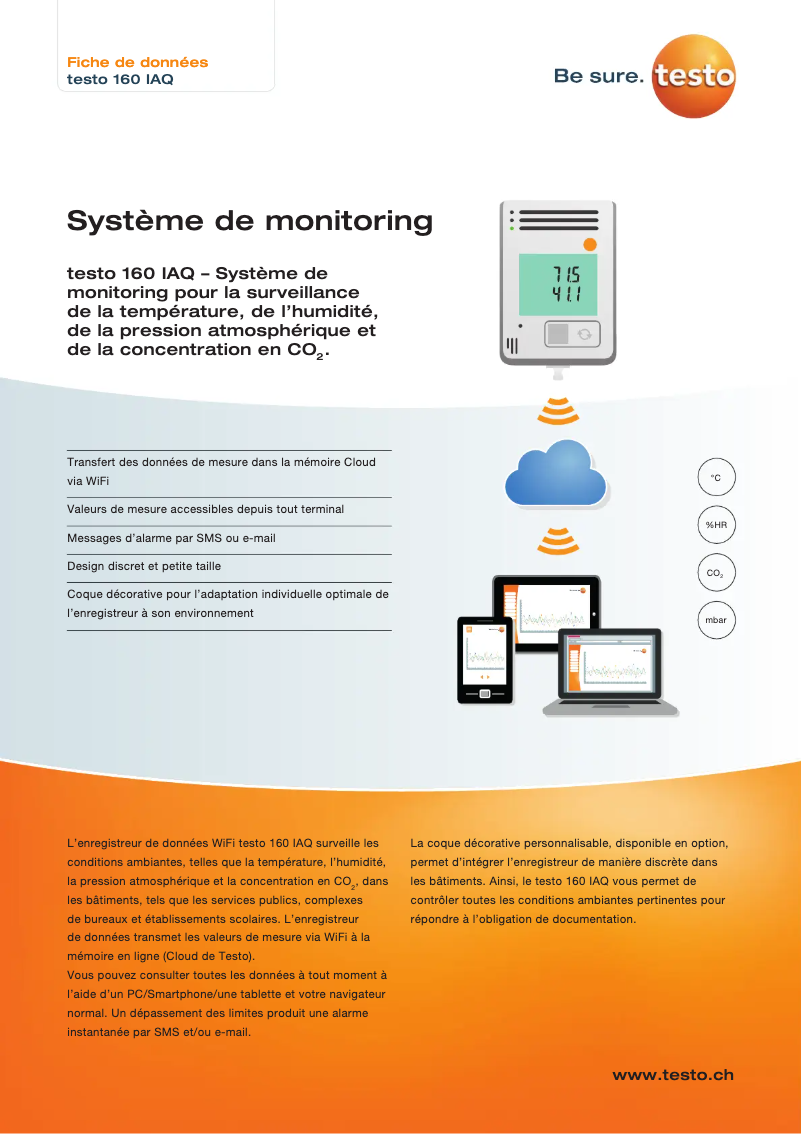 Page 1 de la notice Brochure Testo 160 IAQ