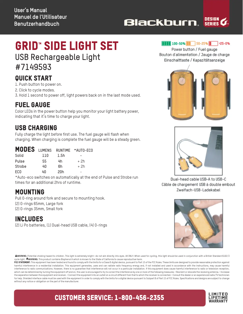 Page n°1 - Manuel utilisateur Blackburn Grid Side