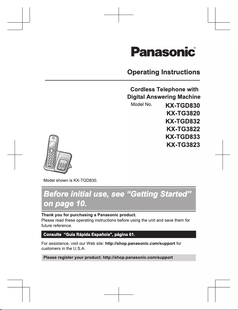 Page 1 de la notice Manuel utilisateur Panasonic KX-TGD830