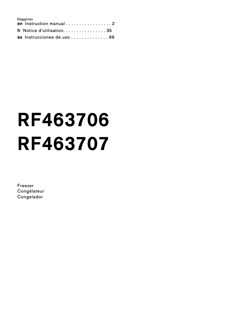 Image de la première page du manuel de l'appareil RF463706