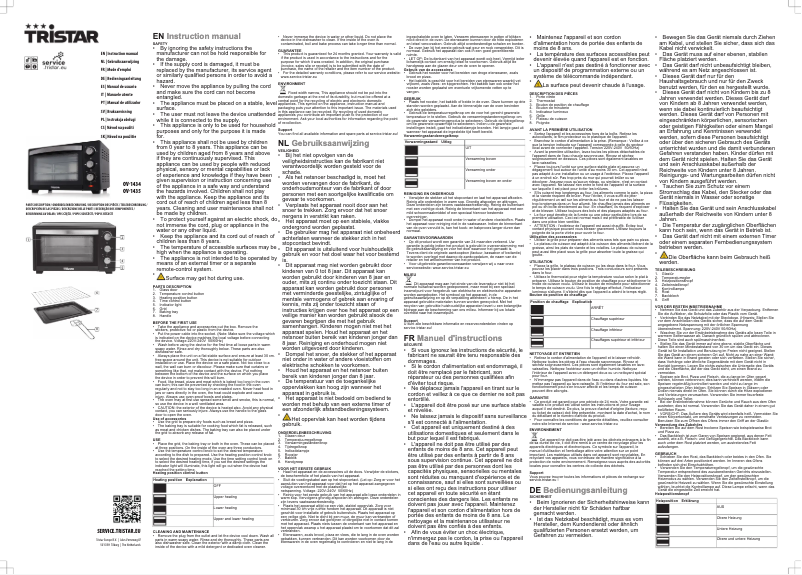 Page 1 de la notice Manuel utilisateur TriStar OV-1434