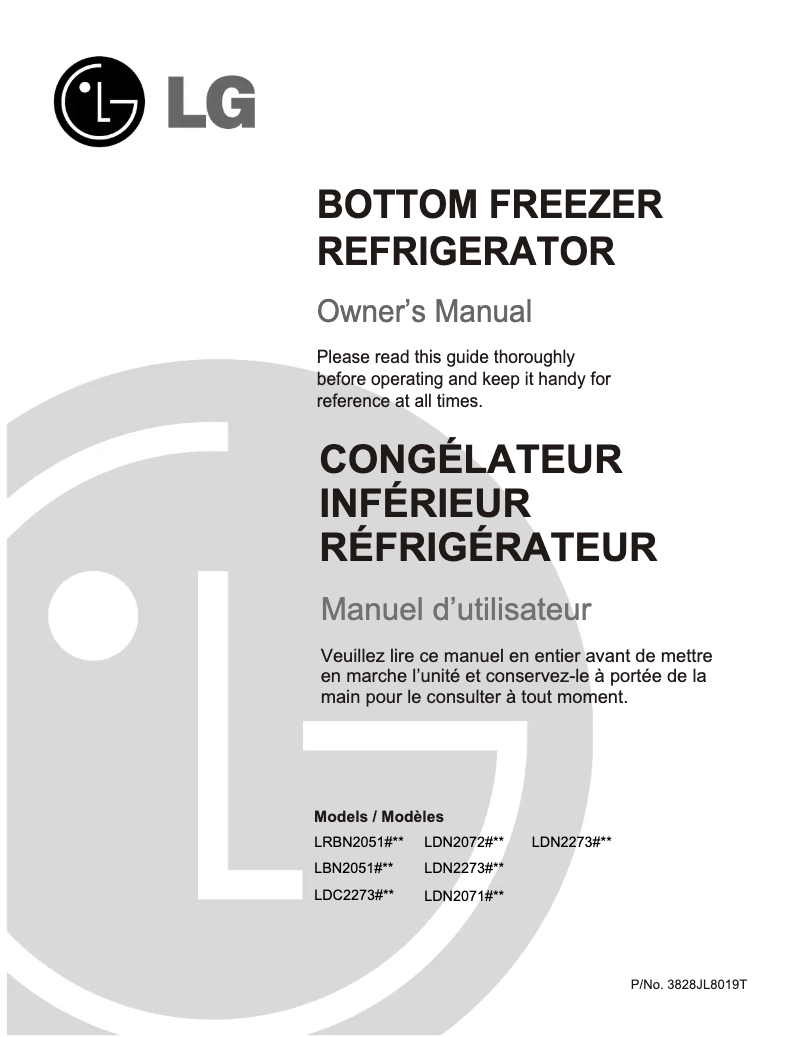 Page 1 de la notice Manuel utilisateur LG GM-738FTCA