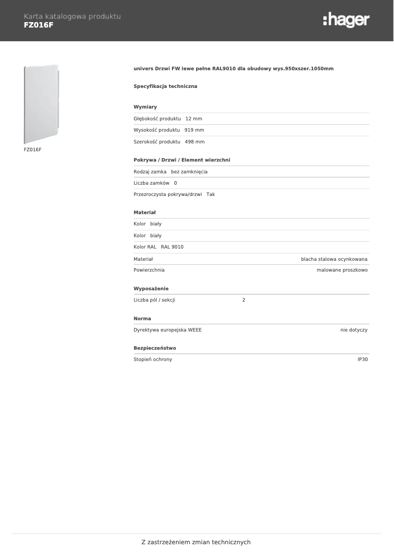 Image de la première page du manuel de l'appareil FZ016F